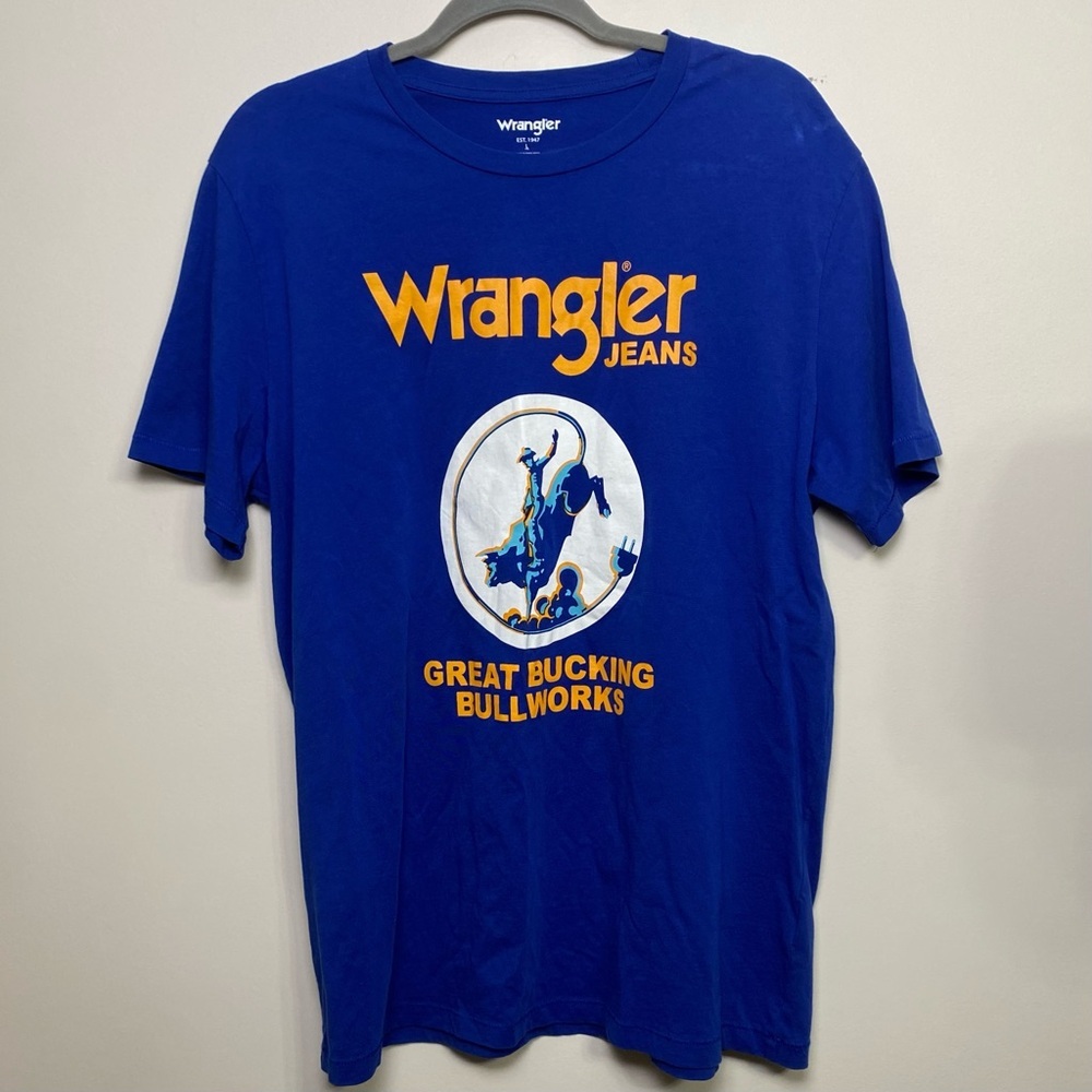 Wrangler Blue Graphic Tee with Yellow Accents